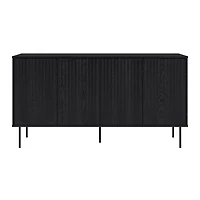 CorLiving Lysander Engineered Wood Fluted Sideboard with 4 Doors and 4 Shelves, Black