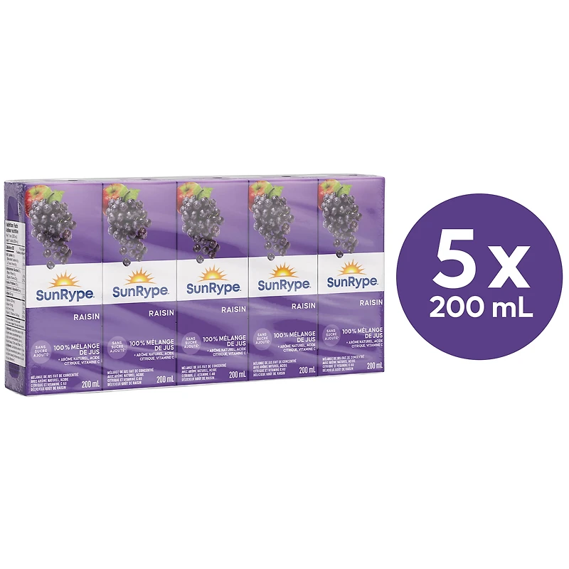 SunRype Grape Juice Boxes 5X00ML