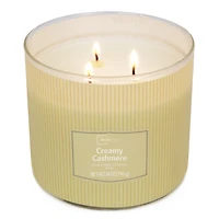 Bougie parfumée Mainstays à 3 mèches, enveloppée texturée Cachemire crémeux, 14 oz MAINSTAYS PL CACHEMIRE CRÈME