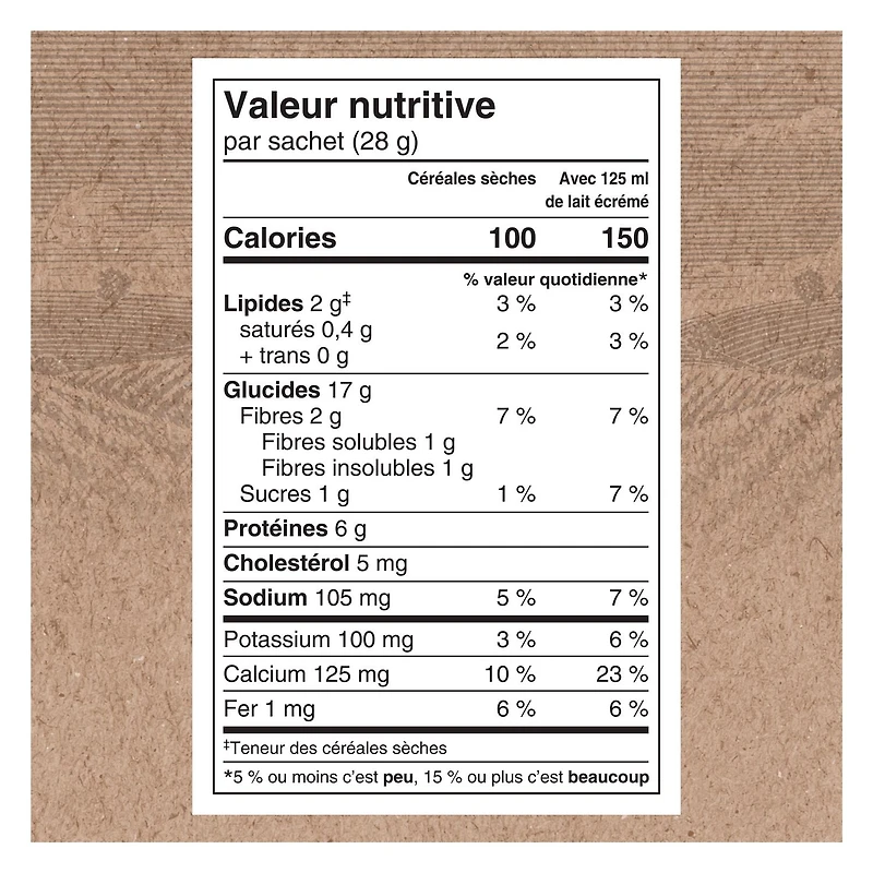 Quaker Protéines gruau instantané, Nature, 6 sachets. 168 g.