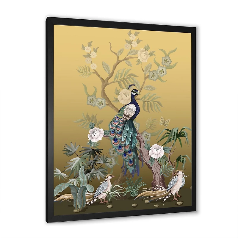 Designart Chinoiserie Aux Oiseaux Et Pivoines VI Art mural encadré