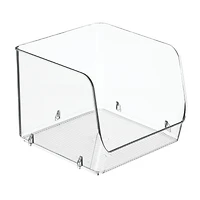 iDesign Linus Clear Medium BPA-Free Stacking Organizer Bin for Kitchen, Pantry, Office, Bathroom, 6" x 6.25" x 5.25"