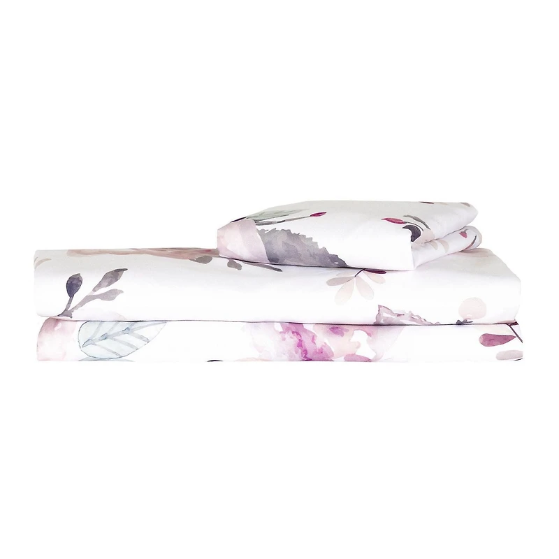South Shore DreamIt Housse de couette aquarelle Florale-Blanc et rose