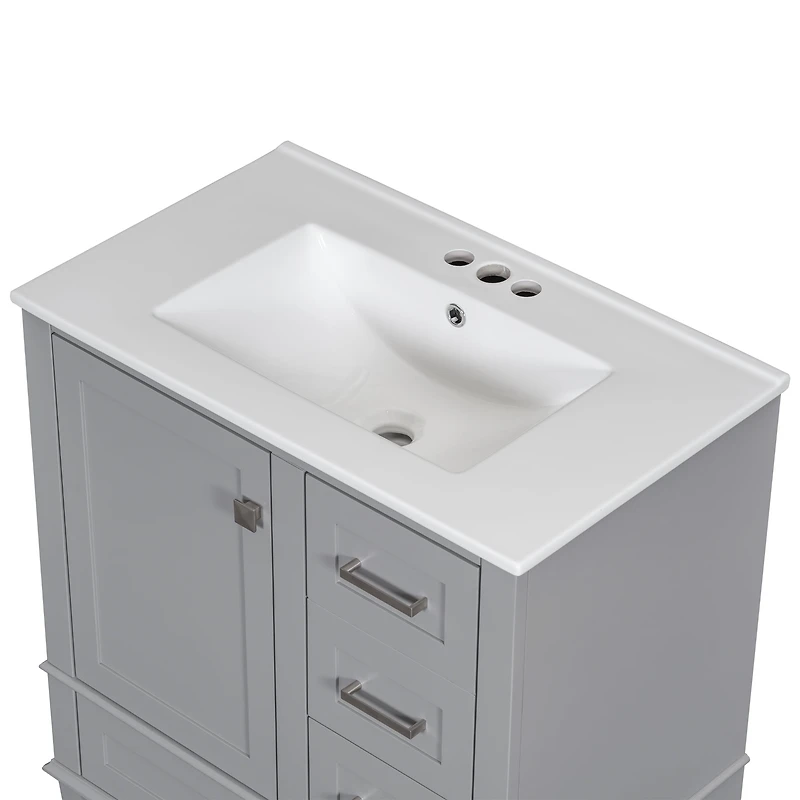 Homy Casa 30 in Modern Charcoal Grey Kitchen Sideboard with Ceramic Sink