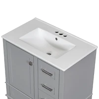 Homy Casa 30 in Modern Charcoal Grey Kitchen Sideboard with Ceramic Sink