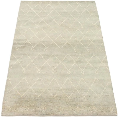 ECARPETGALLERY 5'2" x 8'0" Moroccan Tangier Hand-knotted Area Rug for Living Room, Dining Room and Bedroom in Grn