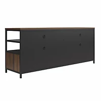 Ameriwood Home Structure TV Stand for TVs up to 60", Sterling Oak Wood Veneer with Black Metal and Black Glass