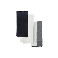 Ensemble De Serviettes De Cuisine De 3 Pcs Blocs Imprimé Waffle Noir