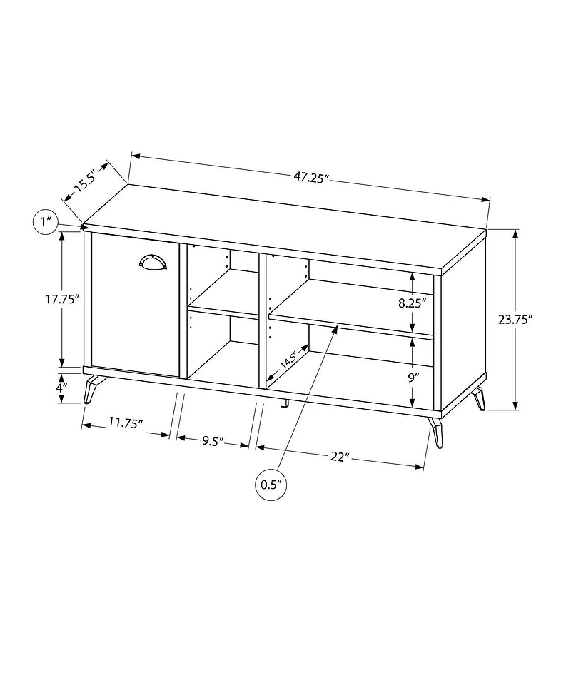 Monarch Specialties Meuble Tv, 48 Pouces, Console, Centre De Divertissement Média, Unite De Rangement, Salon, Chambre À Coucher, Stratifié, Métal, Gris, Blanc, Contemporain, Moderne