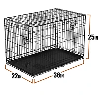 Vibrant Life Double-Door Metal Wire Dog Crate with Divider