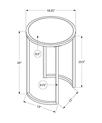 Monarch Specialties Accent Table, Side, Round, End, Nightstand, Lamp, Living Room, Bedroom, Grey Laminate, Black Metal, Contemporary, Modern