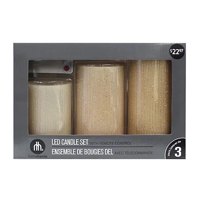 Hometrends Ensemble de bougies DEL cannelées avec feuillage avec télécommande