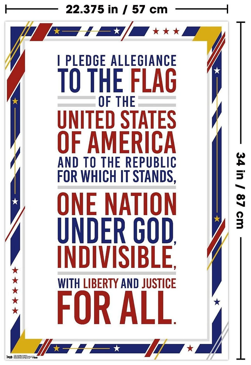 The United States Of America - Pledge Of Allegiance Wall Poster, 22.375" x 34"