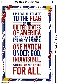 The United States Of America - Pledge Of Allegiance Wall Poster, 22.375" x 34"
