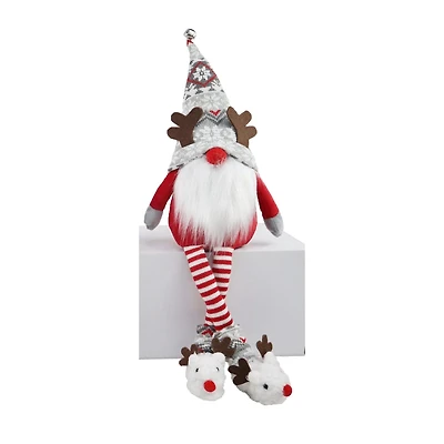 Temps des fêtes 25 pouces tricoté chapeau midget assis décoration rouge / blanc / gris