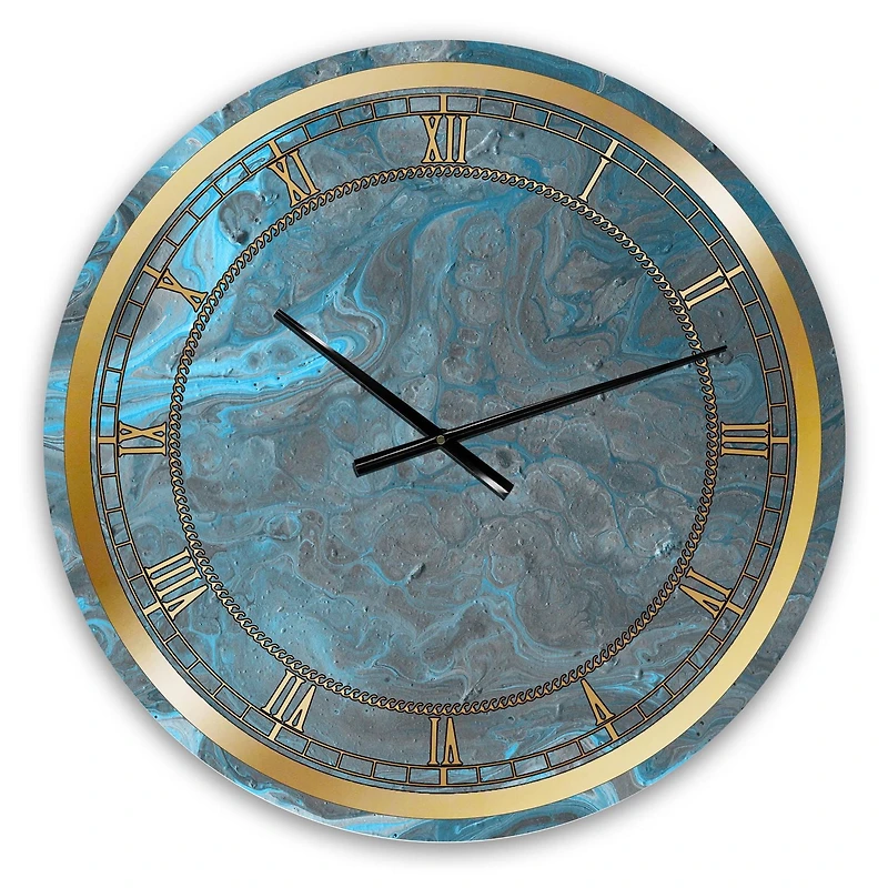 Designart Paysage de marbre bleu et gris horloge murale
