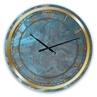 Designart Paysage de marbre bleu et gris horloge murale