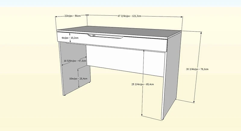 Arobas 2 Piece Home Office Set, White