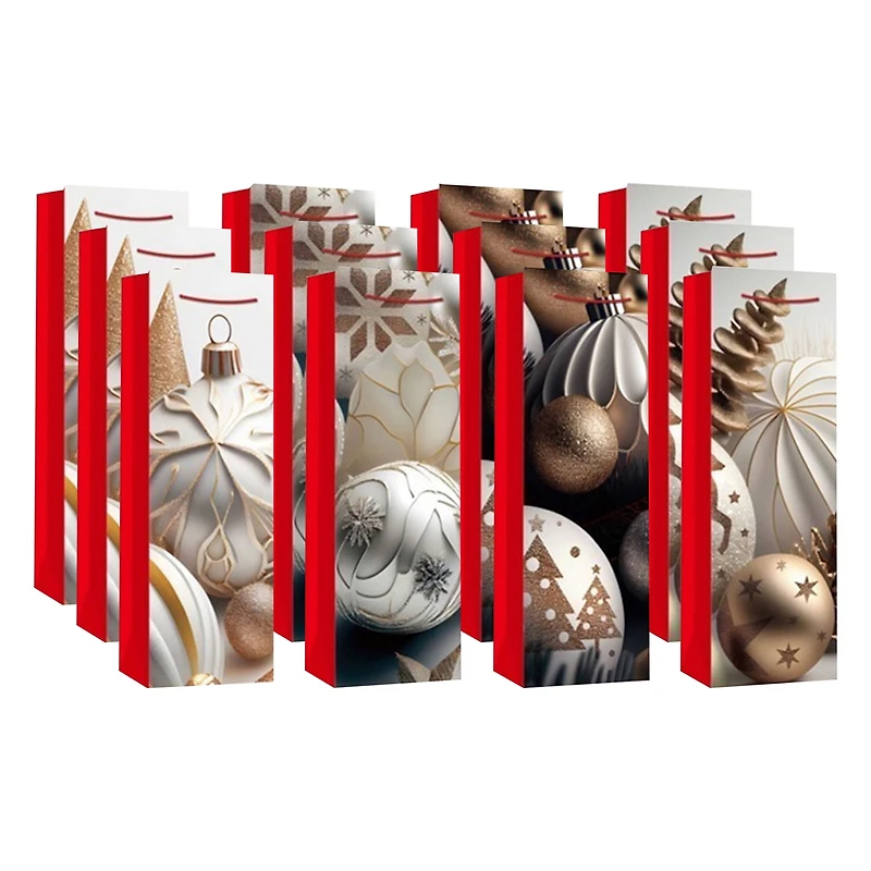 Sacs-Cadeaux Pour Vin De Noël (Ornements) (Assortiment) - Lot De 12