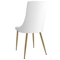 Ensemble de 2 chaises d’appoint contemporaines en similicuir et métal, blanc et doré