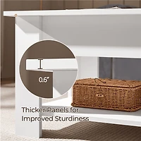 Fullfurnique Lift Top Coffee Table with Large Hidden Compartment and Storage Open Shelf, White