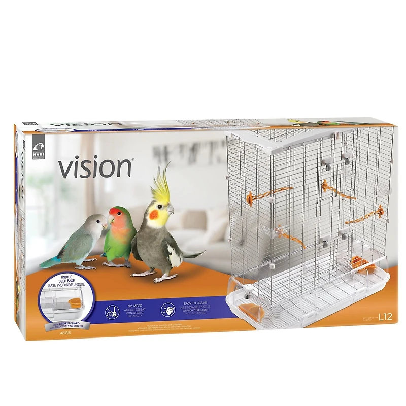 Cage Vision pour oiseaux de grande taille, haute, grillage large