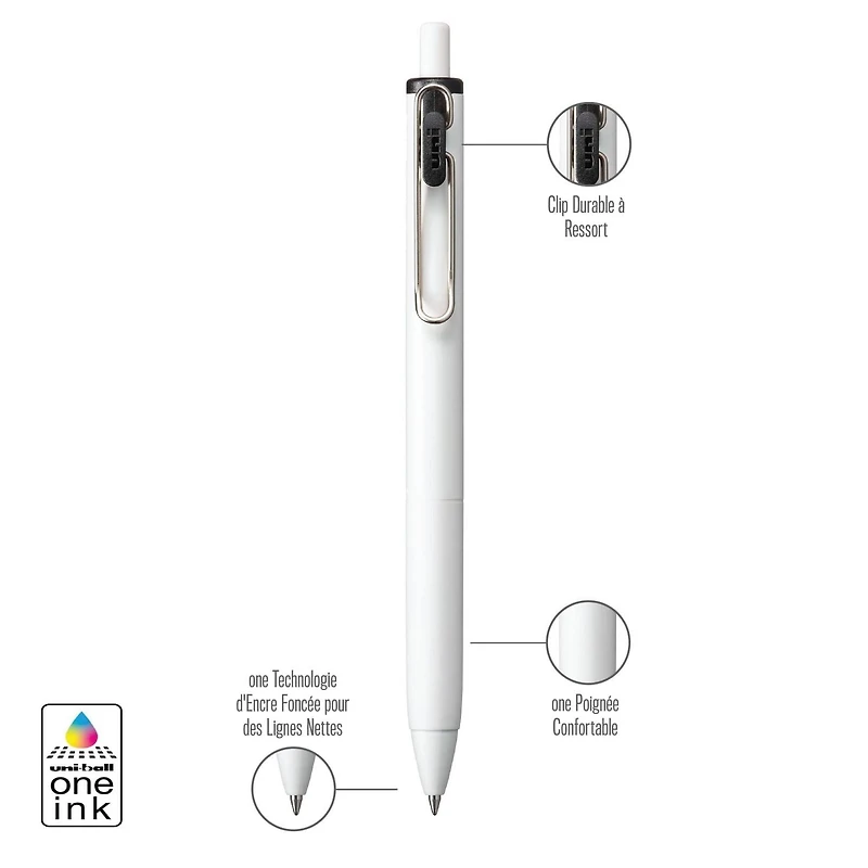 uni® one Retractable Gel Pens, Medium Point (0.7mm), Black Ink, 3 Pack, uni one Gel Pens, Black 3pk