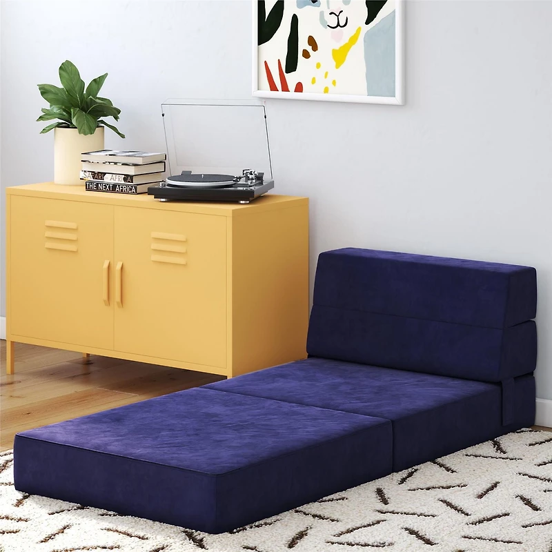 Novogratz The Flower Modular Chair and Lounger Bed with 5-in-1 Design, Black
