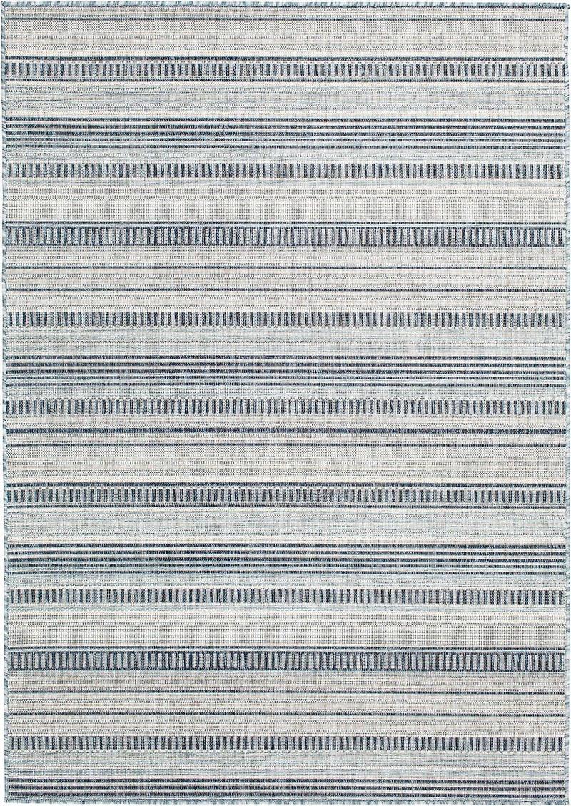 Hayweld Vanilla White and Blue Woven Area Rug