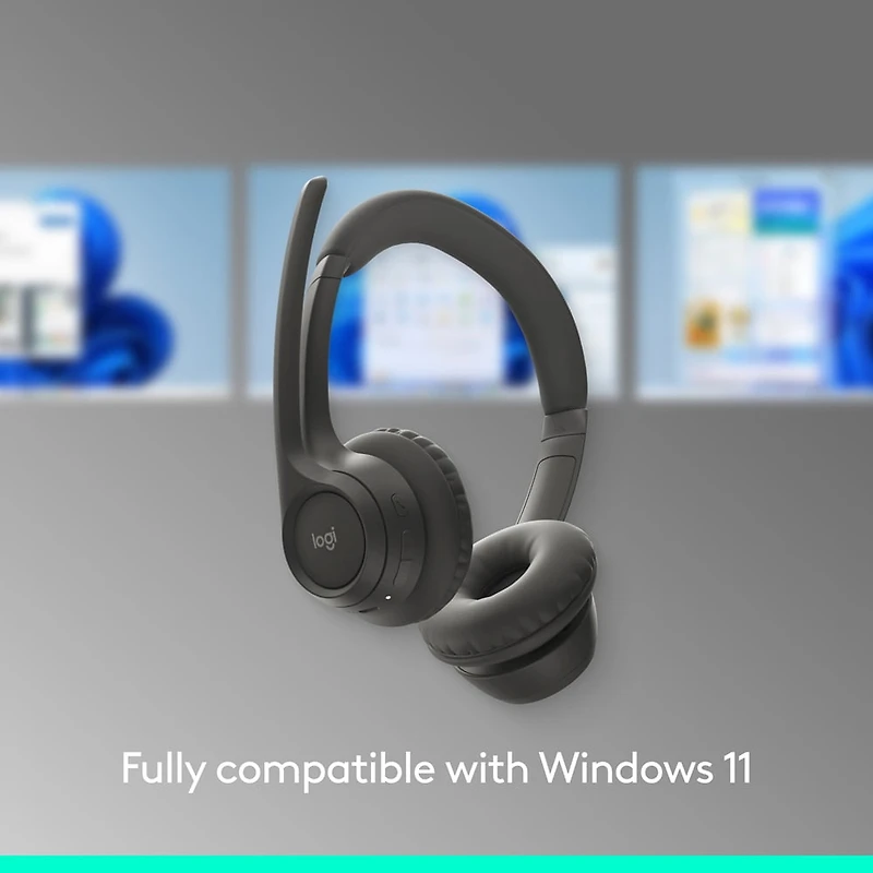 Logitech Zone 300 Wireless Bluetooth Headset With Noise-Canceling Microphone, Compatible with Windows, Mac - Midnight Black