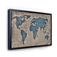 Designart Ancient Map of The World I FLOAT FRAME WALL ART