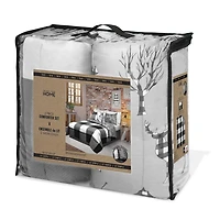 Safdie & Co. Comforter Set 3PC DQ Printed Buffalo Plaid White/Black