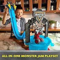 Monster Jam Mud Blasters, Coffret Monster Mutt Dalmatian Dunk Tank , changement de couleur, cadeaux pour garçons et filles à partir de 3 ans
