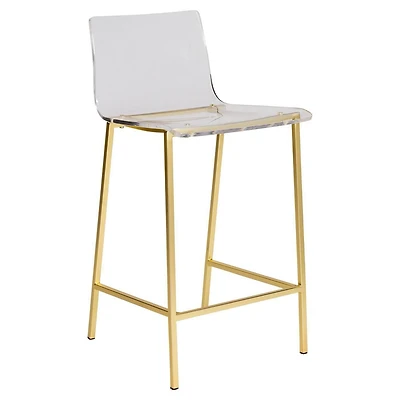 Plata Import - Transparent Tabouret de comptoir, pieds dorés
