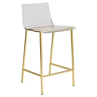 Plata Import - Transparent Tabouret de comptoir, pieds dorés