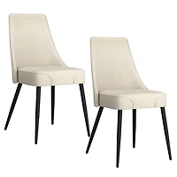 Modern Fabric & Metal Dining Chair, Fabric, Set of 2 - Beige & Black