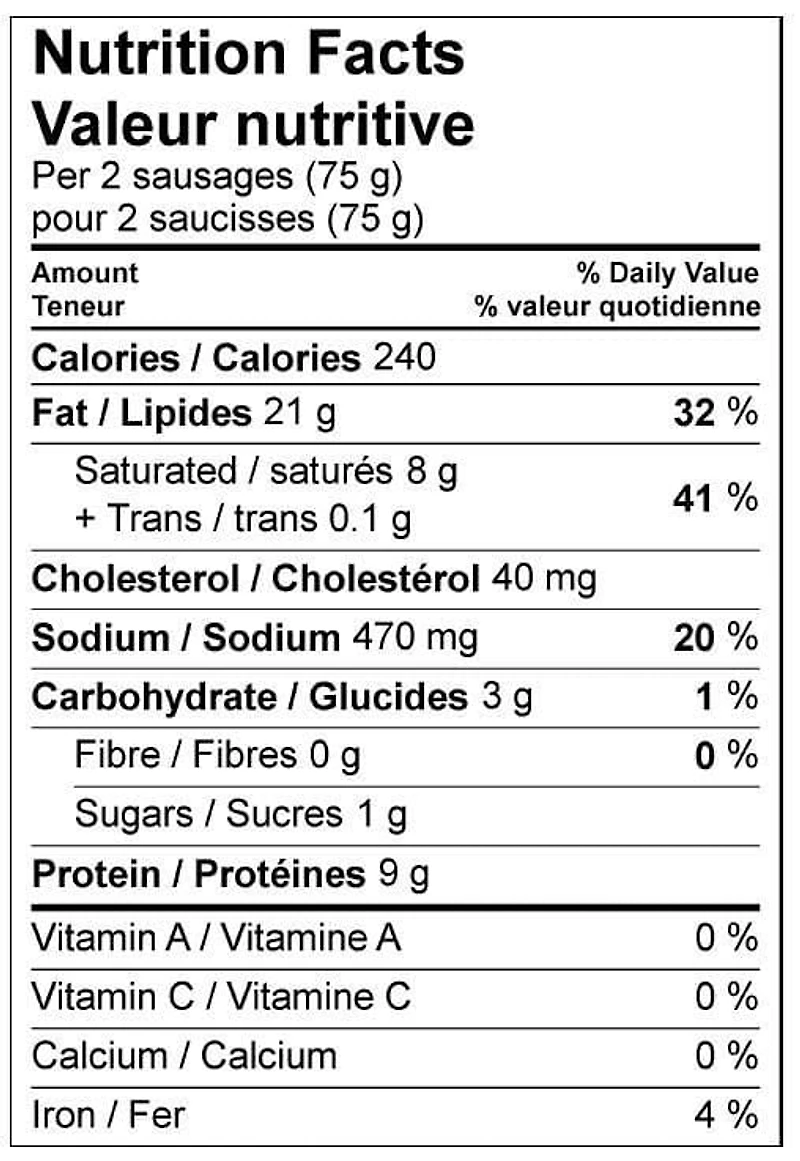 Great Value Saucisses Déjeuner de Porc 1 kg
