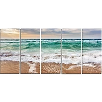 Design Art Crystal Clear Blue Foaming Waves Seashore Canvas Wall Art