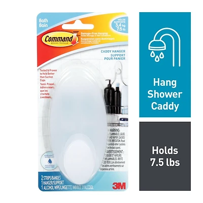 Command™ Bath Caddy Hanger BATH19-EF, Frosted, Command™ BATH19-EF
