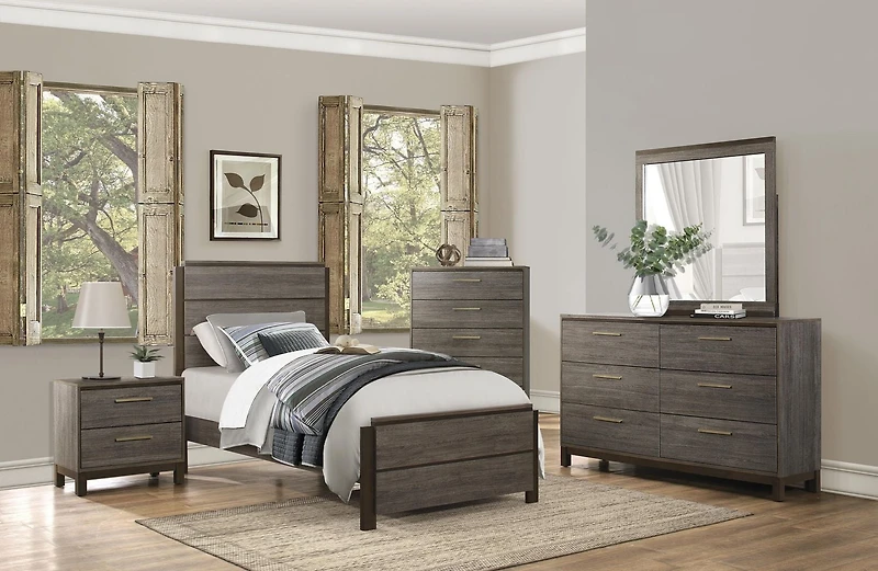 Topline Home Furnishings Grey Wood texture Dresser