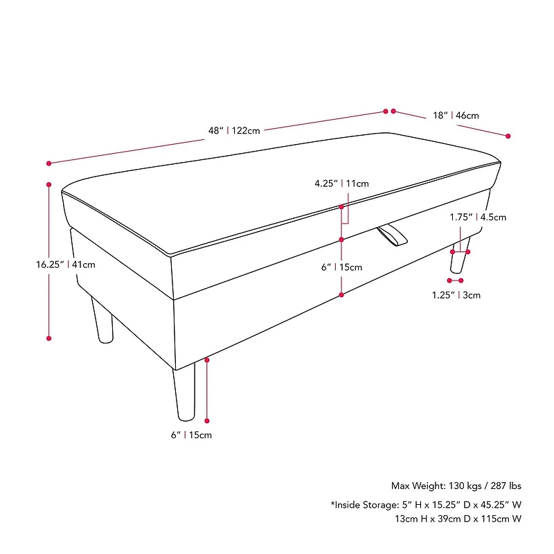 Pouf de rangement en velours Perry, gris clair