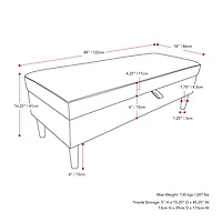 Pouf de rangement en velours Perry, gris clair
