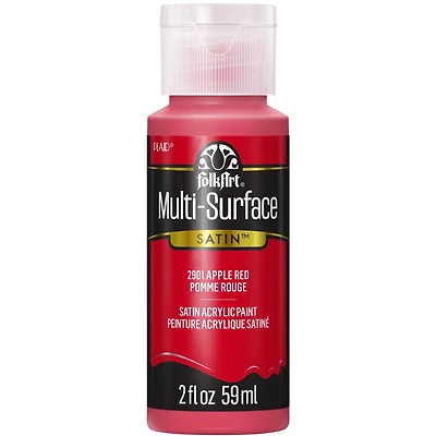 FolkArt Multi-Surface Satin Acrylic Paint, 2 fl. oz., Apple Red, FolkArt Multi-Surface Paint