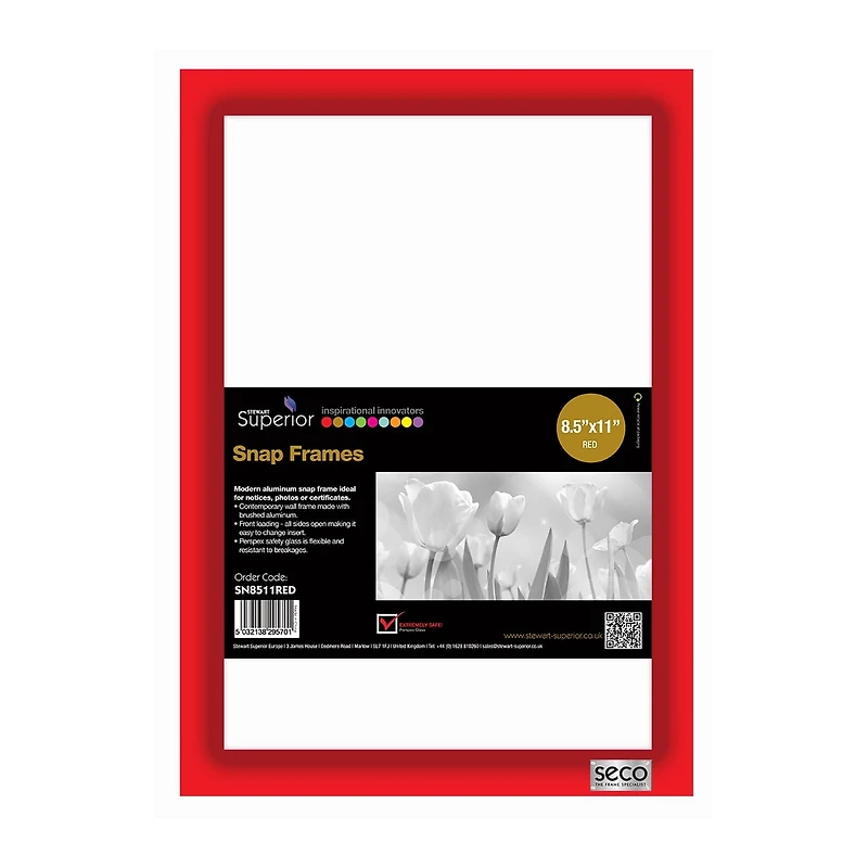 SECO Snap Affiche Cadre Cas, 8.5 x 11 pouces, Rouge