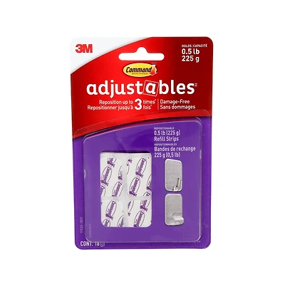 Bandes de rechange repositionnables Adjustables(MC) Command®, 17820-18EF, 0,5 lb (225 g) 18 bandes