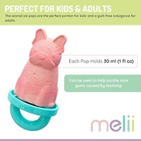 Melii Ensemble de 6 Moules à Sucette Glacée en Forme d'Animaux avec Plateau - Moules en Silicone Réutilisables
