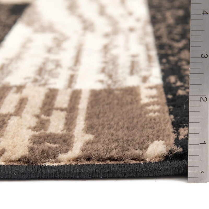 Tapis tissé crème et noir Alo Hometrends 5x7 tapis décontracté moderne