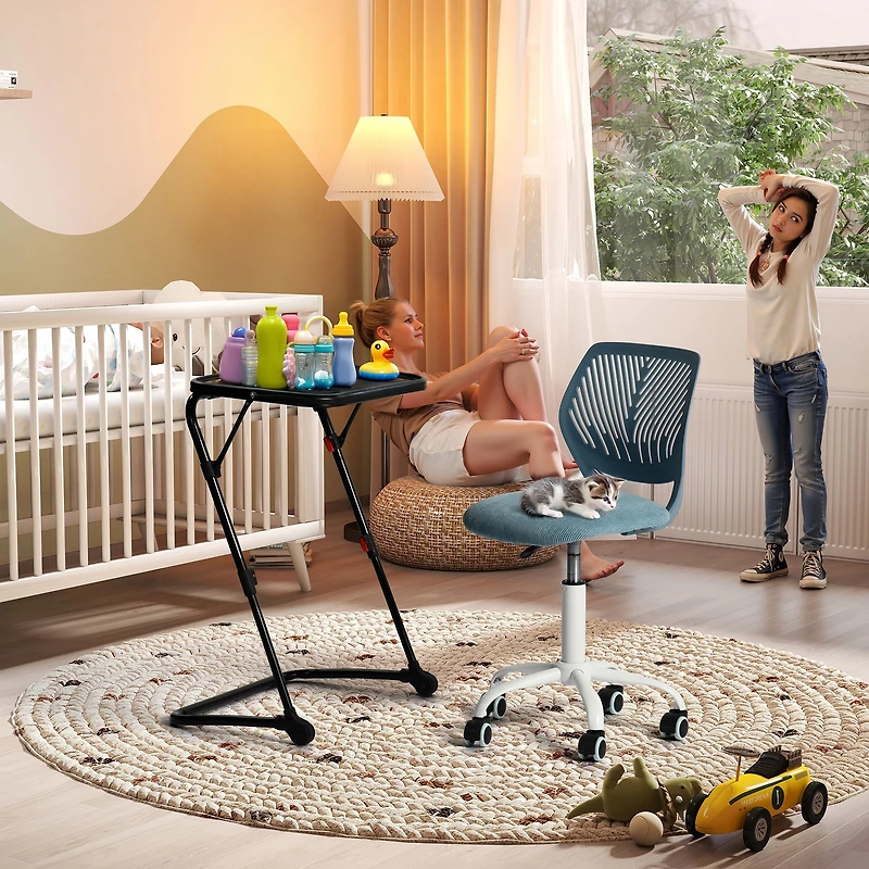 Ensemble bureau et chaise pivotante ergonomique Homy Casa pour enfants, hauteur d'assise réglable, table de jeu avec plateau souple en PVC