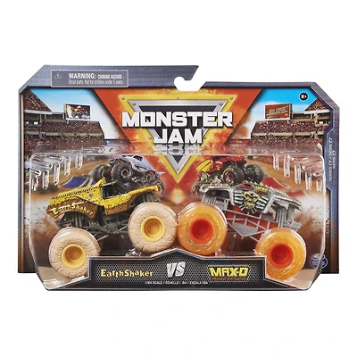Monster Jam, Official EarthShaker Vs. Max-D Die-Cast Monster Trucks, 1:64 Scale, Kids Toys for Boys Ages 3 and up
