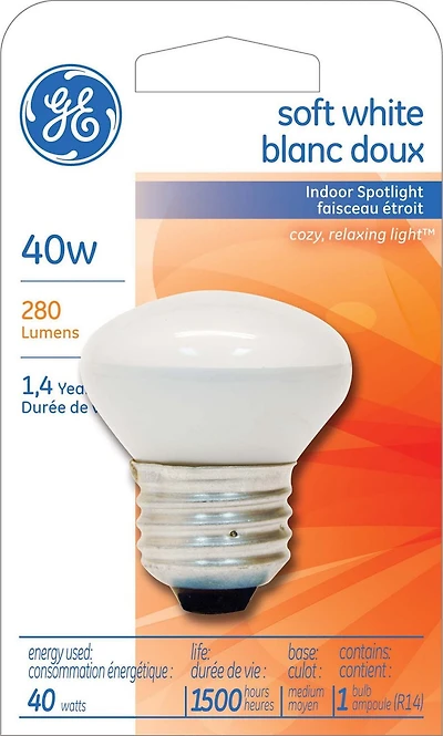 GE Lighting Canada Lampe R14 blanc doux 40 W - paq. de 1
